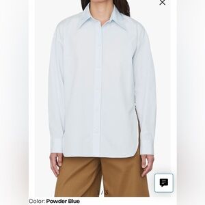 VINCE Woven Cotton Shirt In Powder Blue Size L